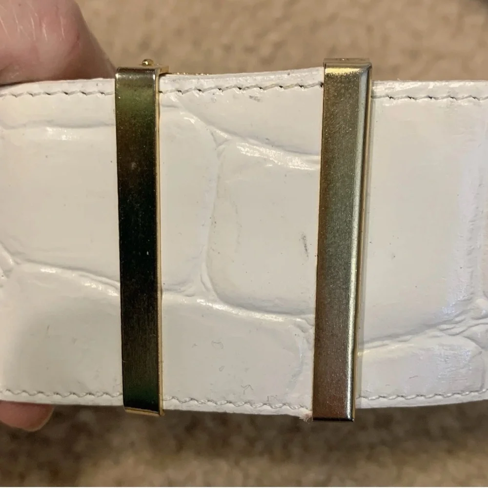Roberto Dalpra Cream Croc Genuine Leather Bow Belt-Sz 32